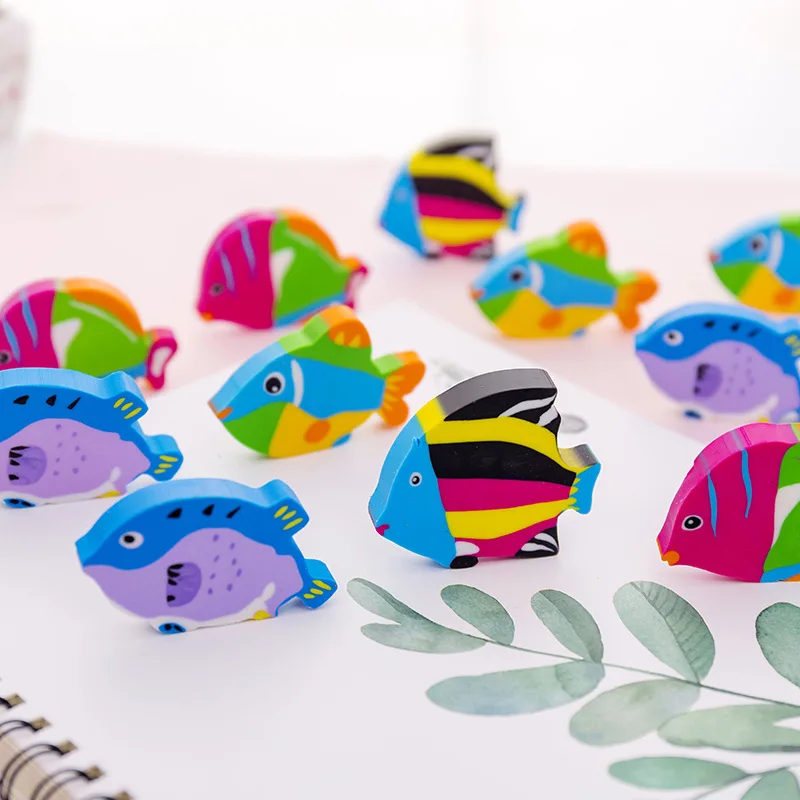 Food Eraser Creative Cartoon Small Fish Eraser Children's Gift Set of 4 Sets of Student Supplies To Erase Handwriting