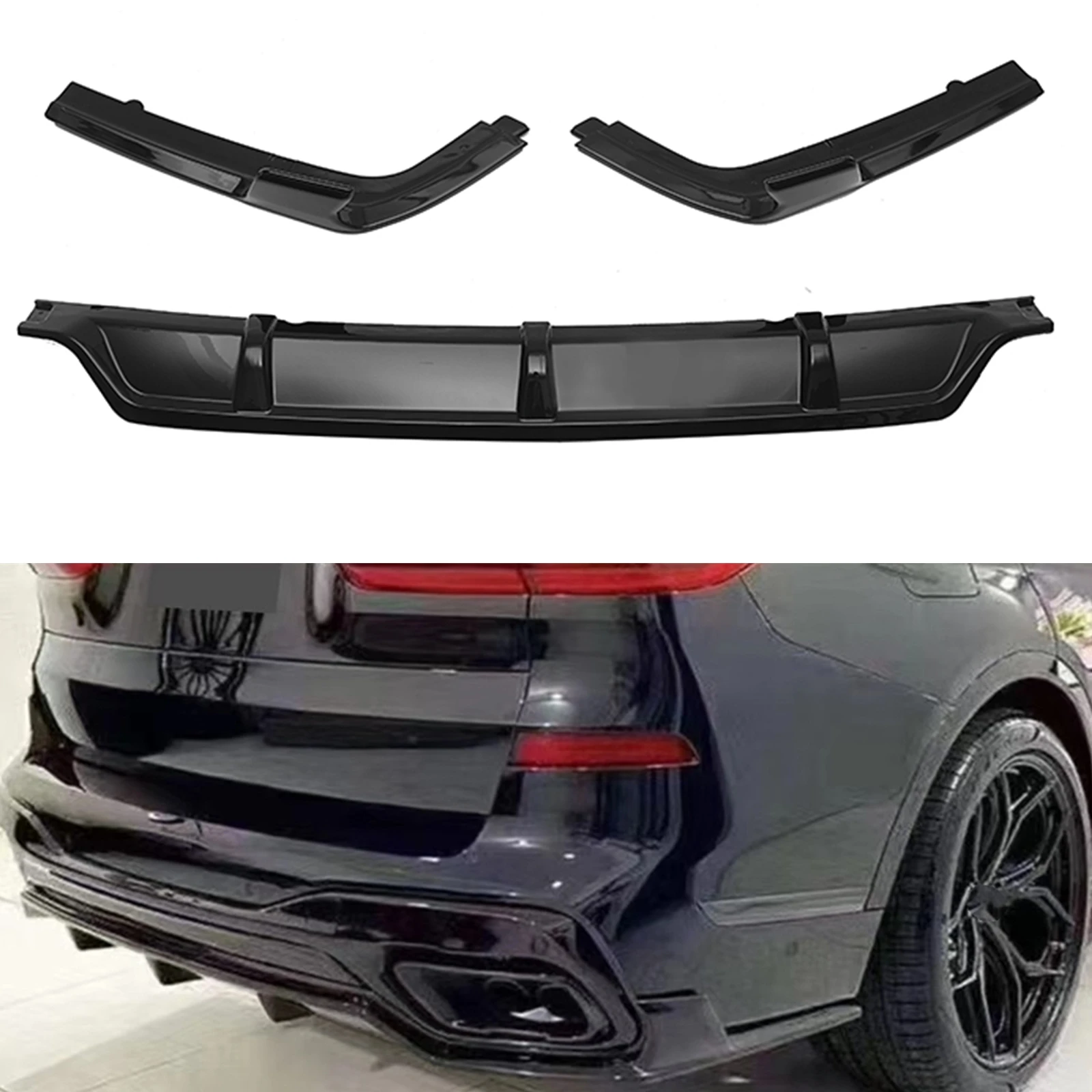 Rear Bumper Diffuser Lip For BMW G07 X7 M Sport 2019 2023 Glossy Black ...