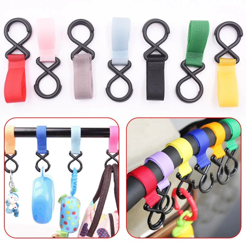 12-color Multi-function Stroller Hook Color Nylon Self-adhesive Baby Carriage Bag Hook Luggage Hook DIY Adhesive Fastener Tape baby stroller accessories and parts	