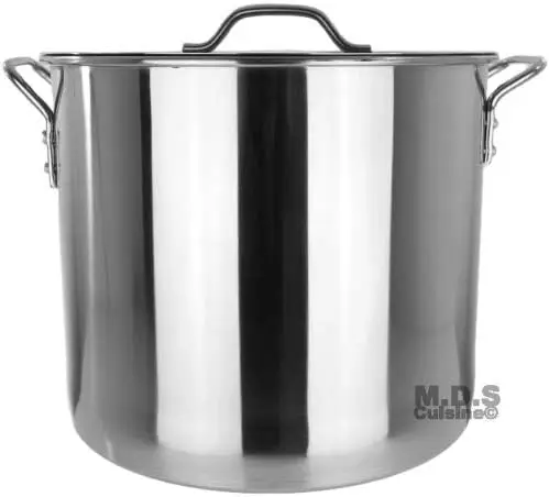 

Pot Stainless Steel 40QT Lid Steamer Pot Brew Vaporera Kettle Tamales New 10Ga