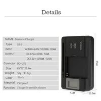 Mobile Battery Charger Universal LCD Indicator Screen USB-Port For Cell Phone Chargers 32-55mm Battery Charging US UK EU Plug 3