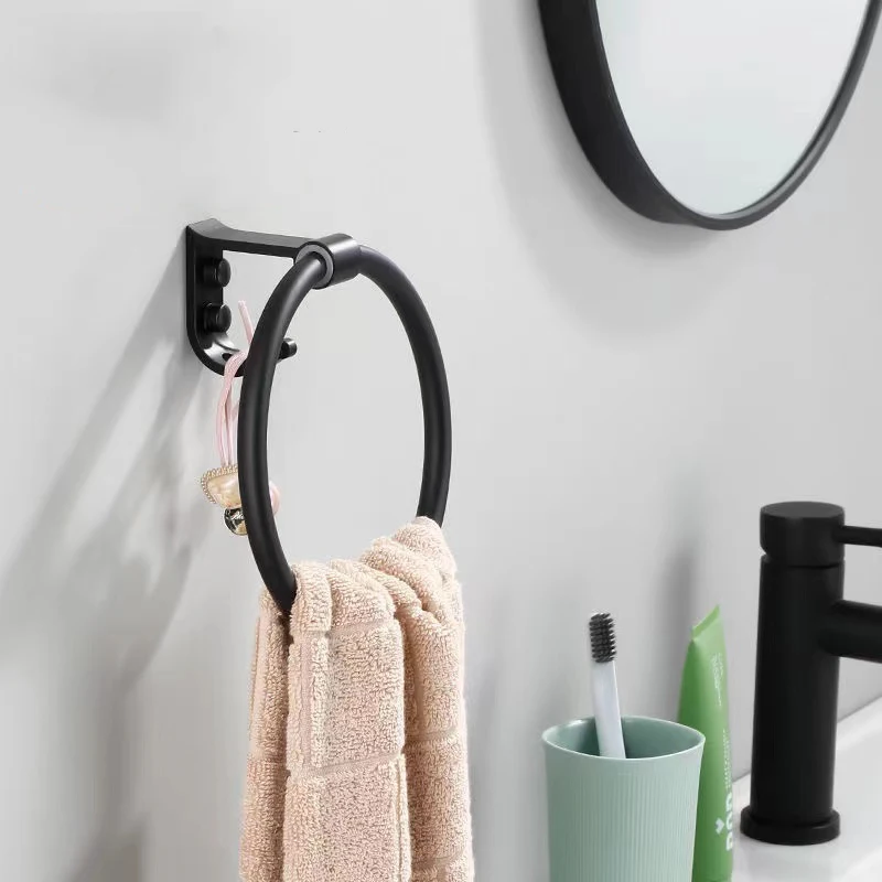 Modern Design Towel Rings With Hook Towel Holder Round Bathroom Accessories Hardware Wall-Mounted Rack
