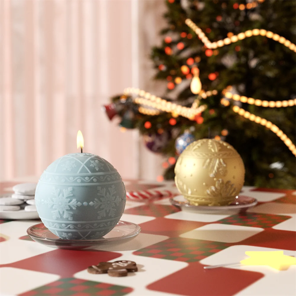Nicole Christmas Bauble Light Candle Molds DIY Handmade Xmas Round Ball Silicone Candle Mould Christmas Ornament