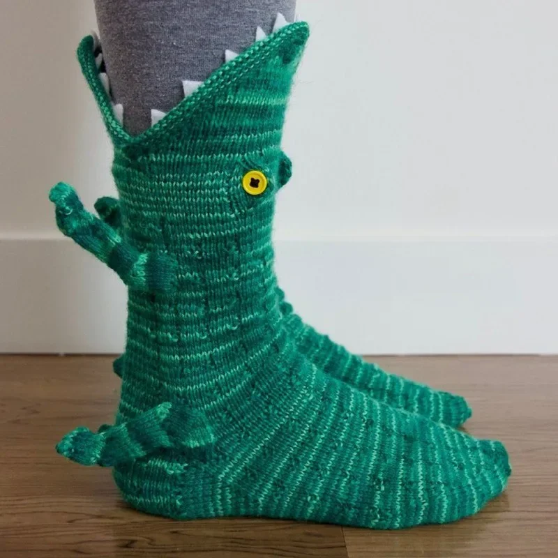 Christmas Knitted Crocodile Socks Animal Funny Holiday Party Supplies