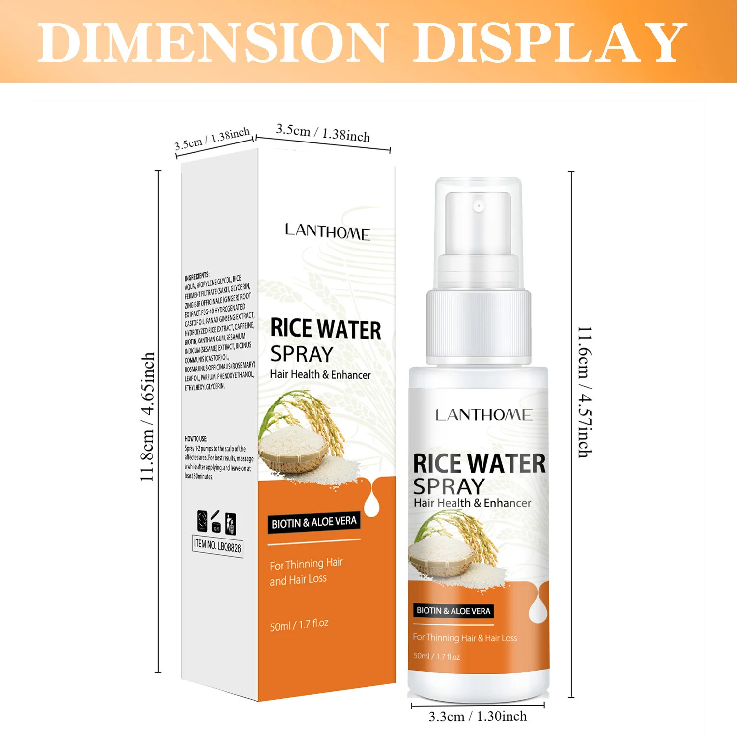 50ML Rice Water Spray Increases Hair Strength and Elasticity Balances Scalp Oil and Shine to Repair Damaged Hair