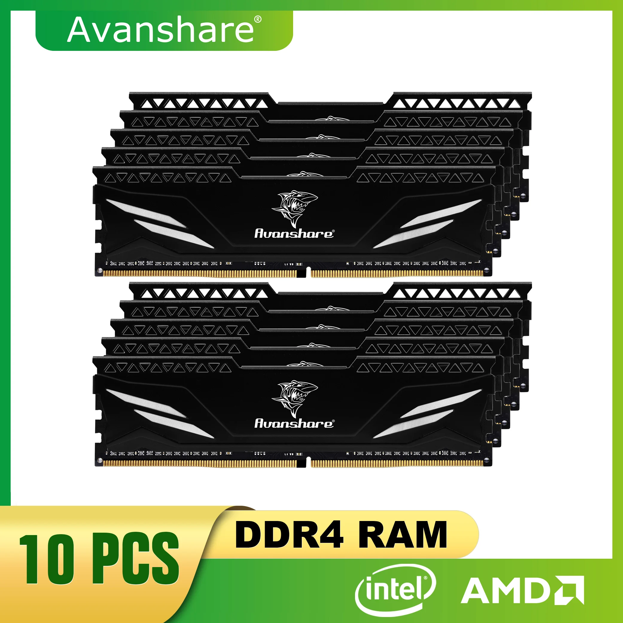 Avanshare 10Pcs 5Pcs Ram Memory DDR4 4GB 8GB 2666MHz 2400MHz With Heat Sink PC4 21300 DIMM