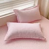 Plaid Pink Fitted Sheet & Pillowcase Set Durable Polyester Fabric, Hypoallergenic, Quick-Dry Home/Hotel Use Twin/Queen/King Size 6