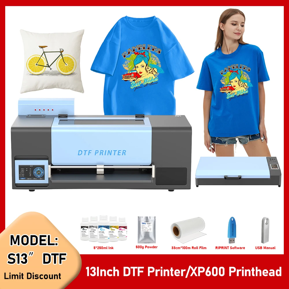 A4/A3 DTF Printer Bundle for Epson XP600 Printhead Direct to Film 8.2/13 Inch DTF Transfer Printer for Clothes Custom Apparel