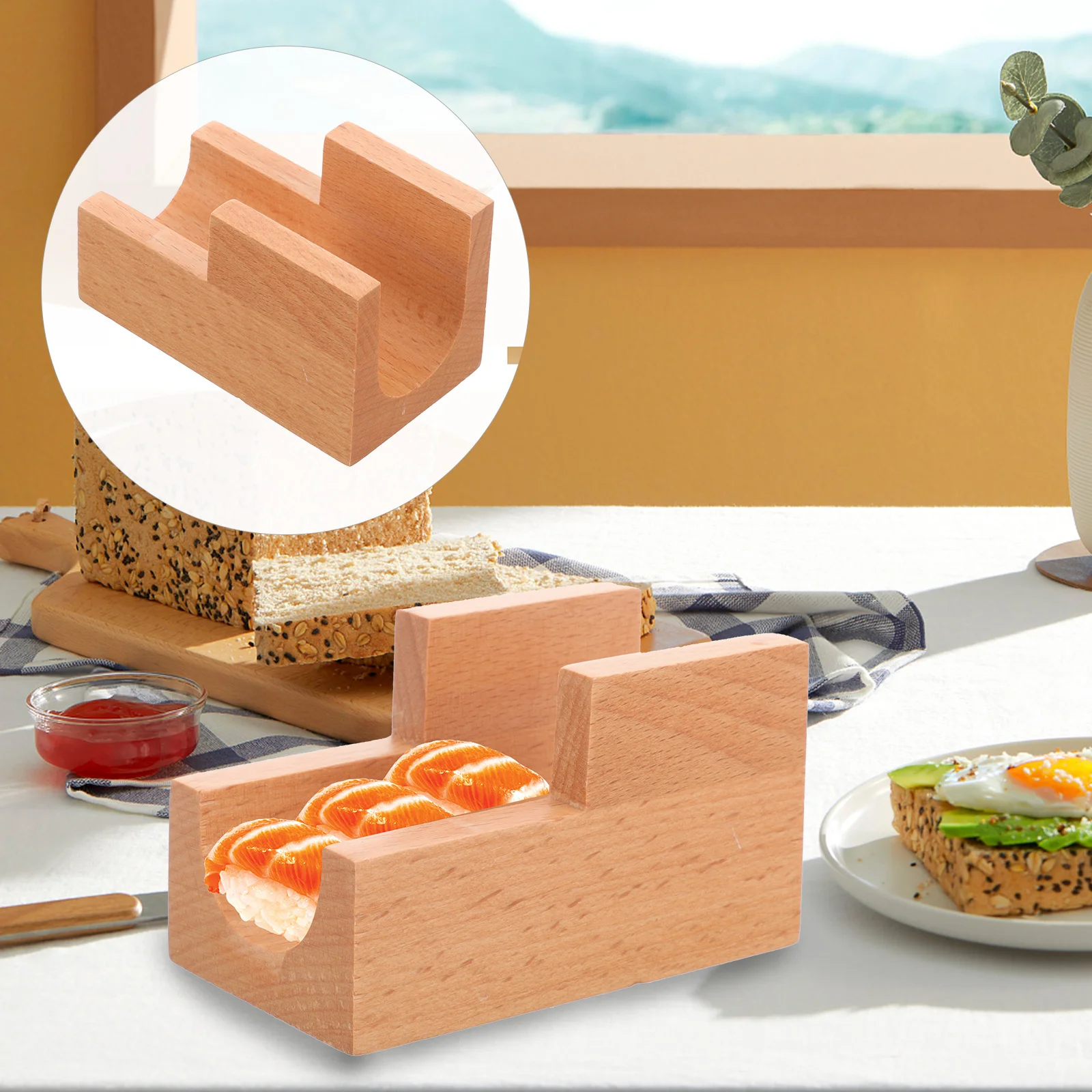

Sushi Rack Japanese Style Sushi Holder Novelty Sashimi Holder Wooden Sushi Stand