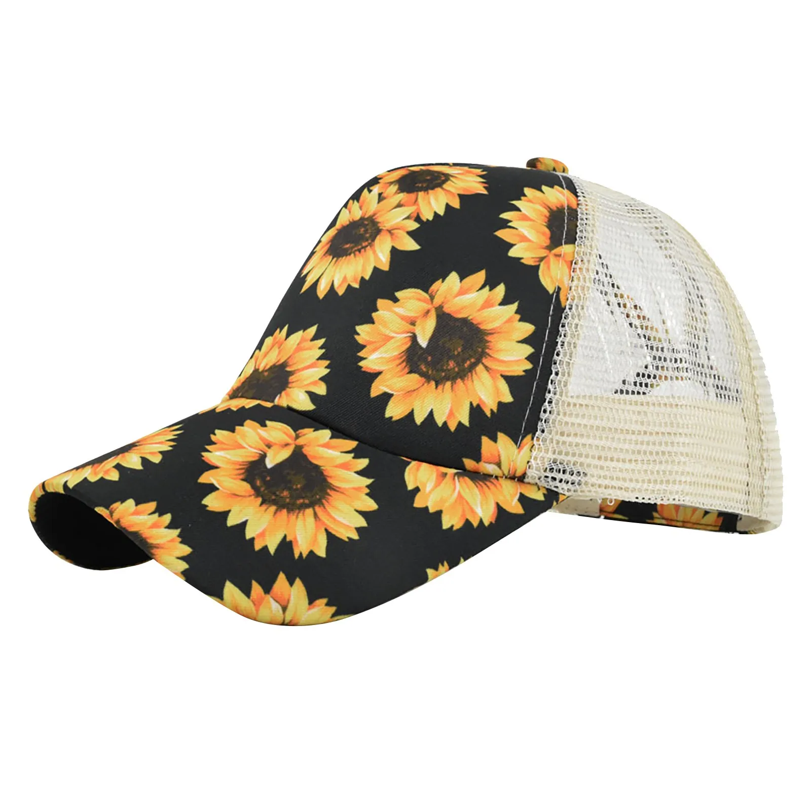 Breathable Mesh Sunflower Baseball Hats Men Women Outdoor Sport Climbing Fishing Golf Caps Adjustable Ponytail Cap