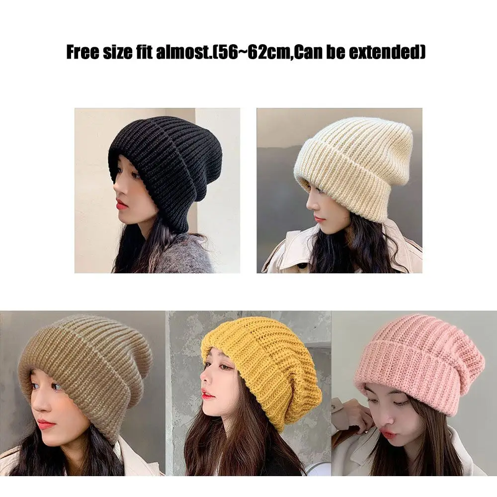 Solid Color Hip Hop Unisex Female Beanies Winter Warm Hats for Women Casual Stacking Knitted Bonnet Caps Men Hats
