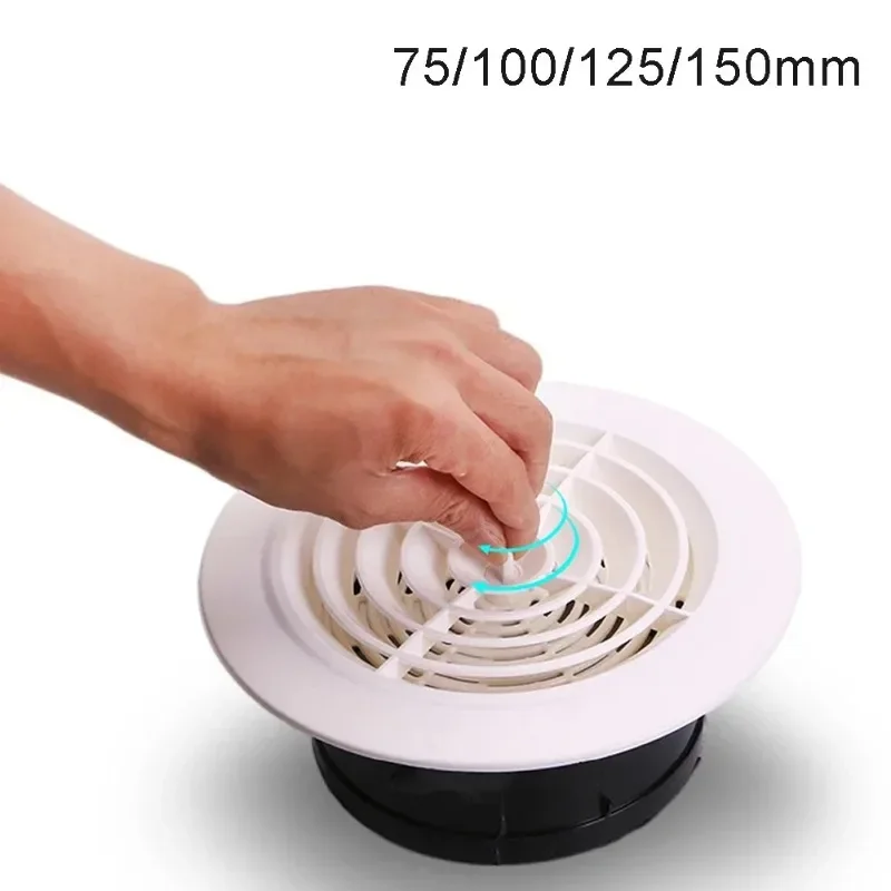 Round Air Vent Louver Grille Cover Outlet Adjustable Exhaust Vent Ducting Ventilation Grilles 75/100/125/150mm Air Cover