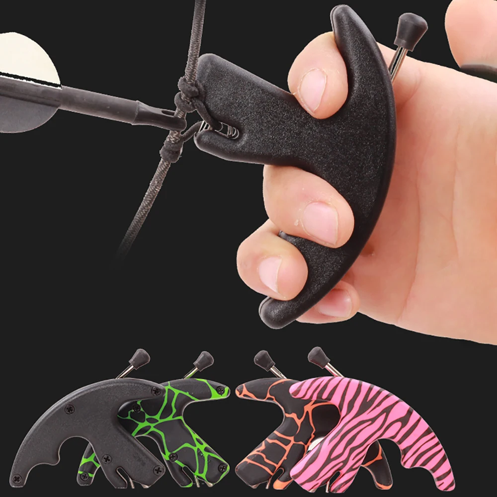 

Archery 3 Finger Hands Release Aids Thumb Caliper Grip for Hunting Shooting Compound Recurve Bow and Arrow Accessory Bowstring