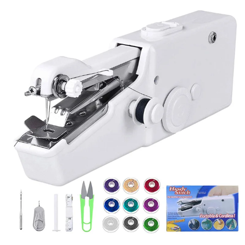 

Portable Handheld Sewing Machine Mini Stitch Sew Needlework Cordless Clothes Fabrics Electric Sewing Machine DIY Tools