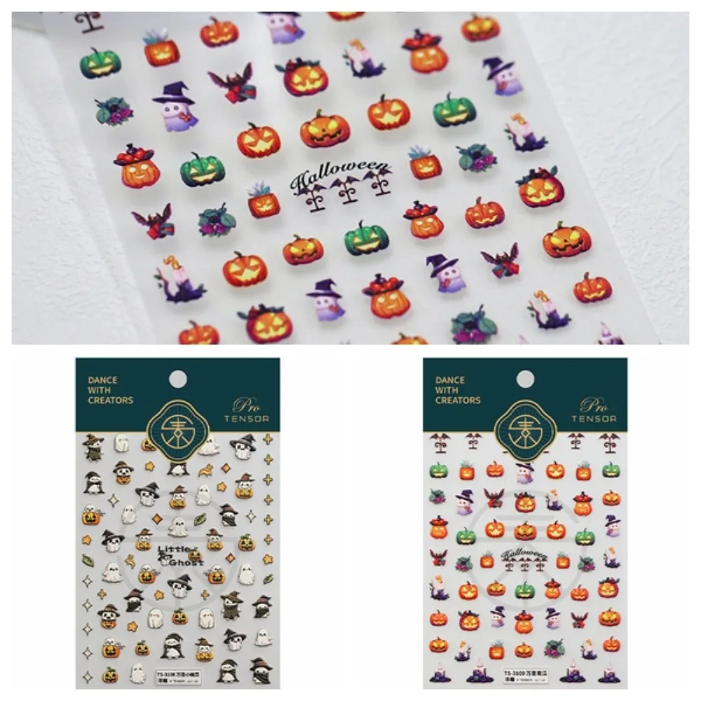 Nail Accessories Halloween Nail Stickers Manicure Ornaments DIY Nail Decorations Halloween Nail Decals Pumpkin Ghost Pattern