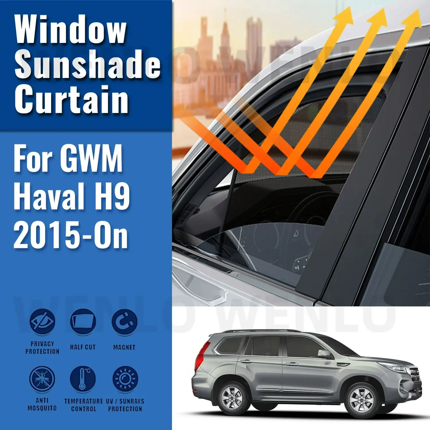 

For GWM Haval H9 2015-2023 2024 Car Sunshade Front Windshield Accessories Vehicle Curtain Side Window Sun Shade Visor Protector