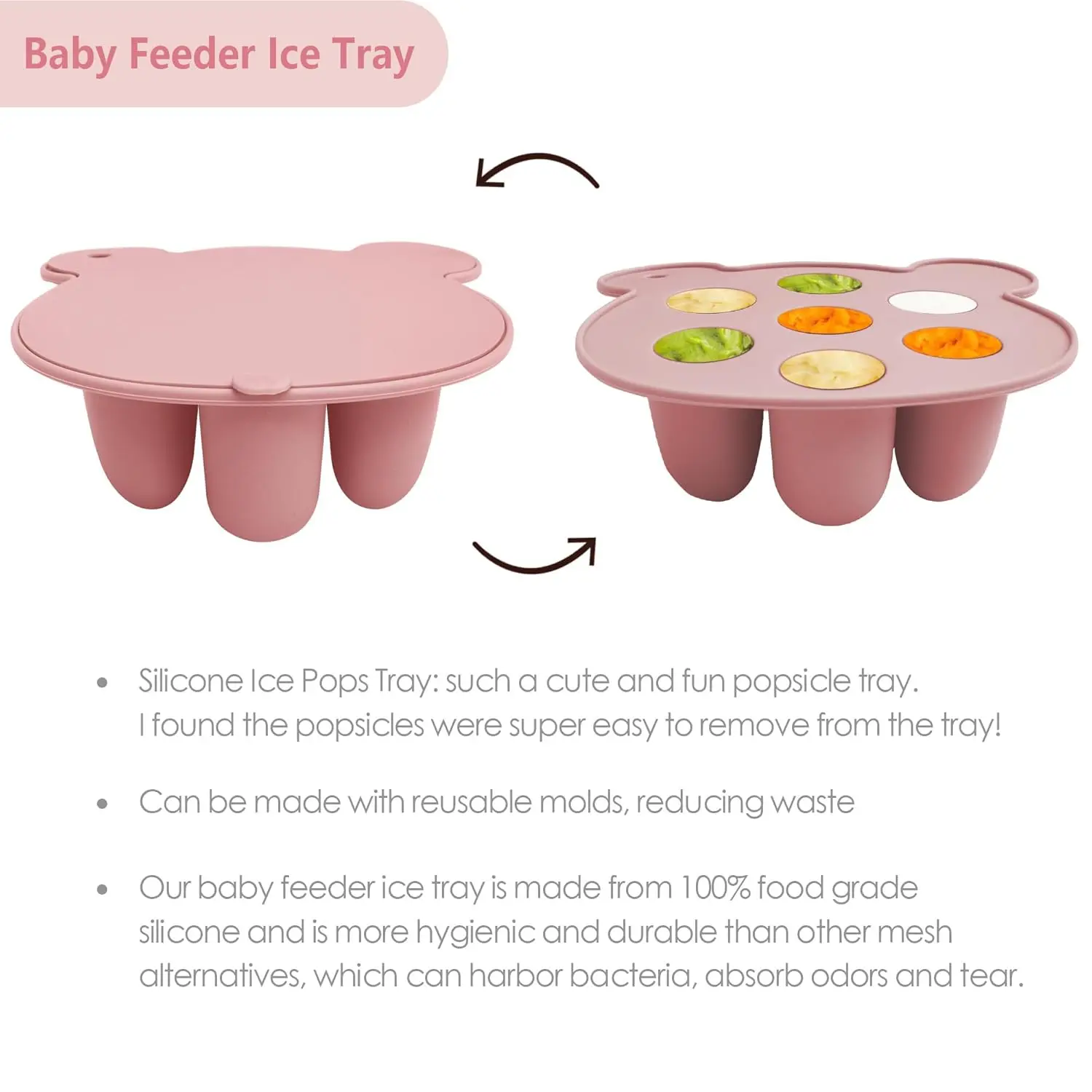 Silicone Freezer Tray 2pcs Bear Set Bites Fruit Feeder Breastfeeding Food Soup Popsicle Moulds