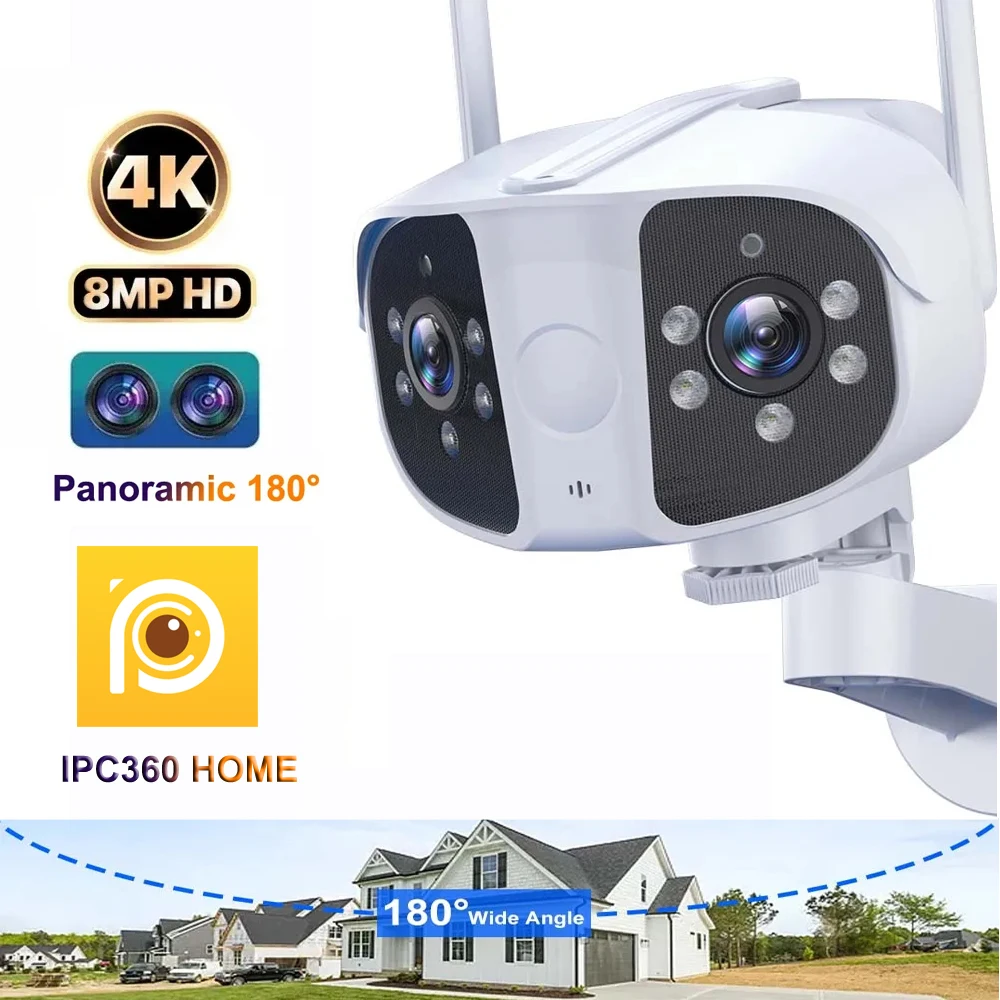 

IPC360 Home 4K 8MP Dual Lens WIFI Camera 180° Panoramic Wide Angle AI Human Detection Two Way Audio Security Surveillance Camera