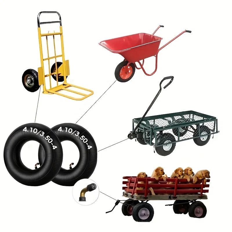 4.80/4.00-8, 4.10/3.50-4 Inner Tubes with Bent Valve, for Wheelbarrows, Lawn Mower, Garden Carts, Yard Trailers, Trolleys