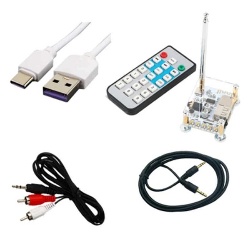 N15R-BT5.0 Audio Receiver Decoding Module+3.5Mm Audio Cable+Antenna+Remote Control Wireless Car Amplifier Radio DIY
