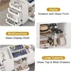 Closet Island with Drawers, Wardrobe Armoire Bedroom Island, Glass Display Shelf & 12 Drawers, White Dresser with Glass Top, Wal 6