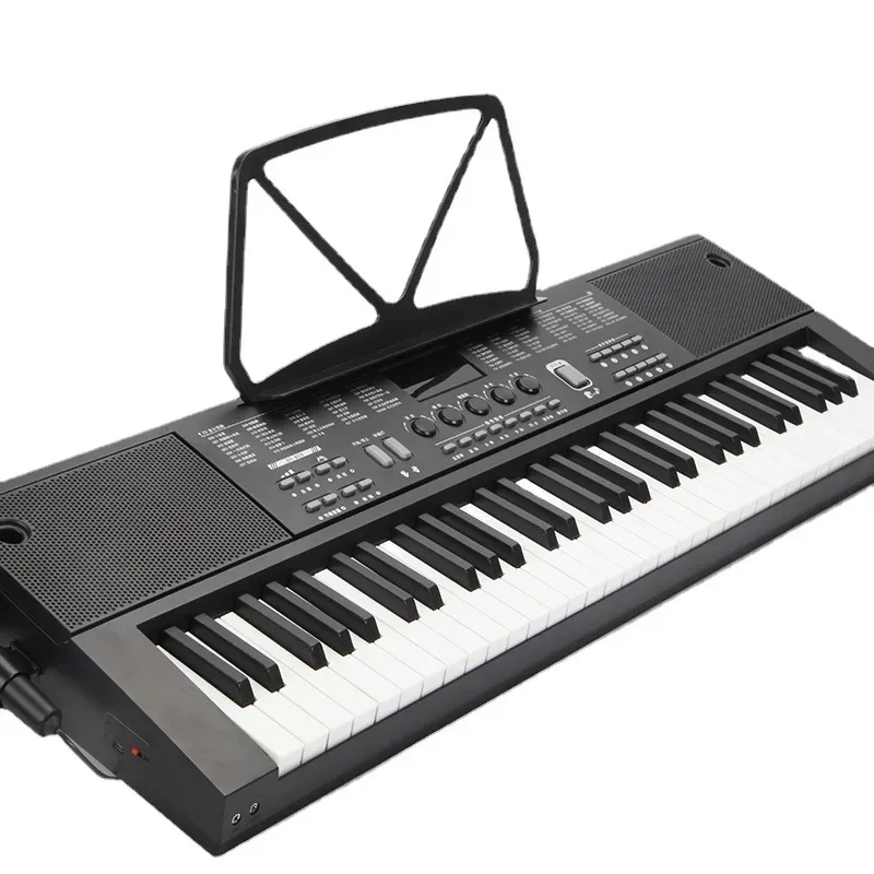 Rechargeable Electronic Organ 61 Keys Children's Musical Piano with Microphone Wood Grain Keyboard Kids Professional Toy Pianos