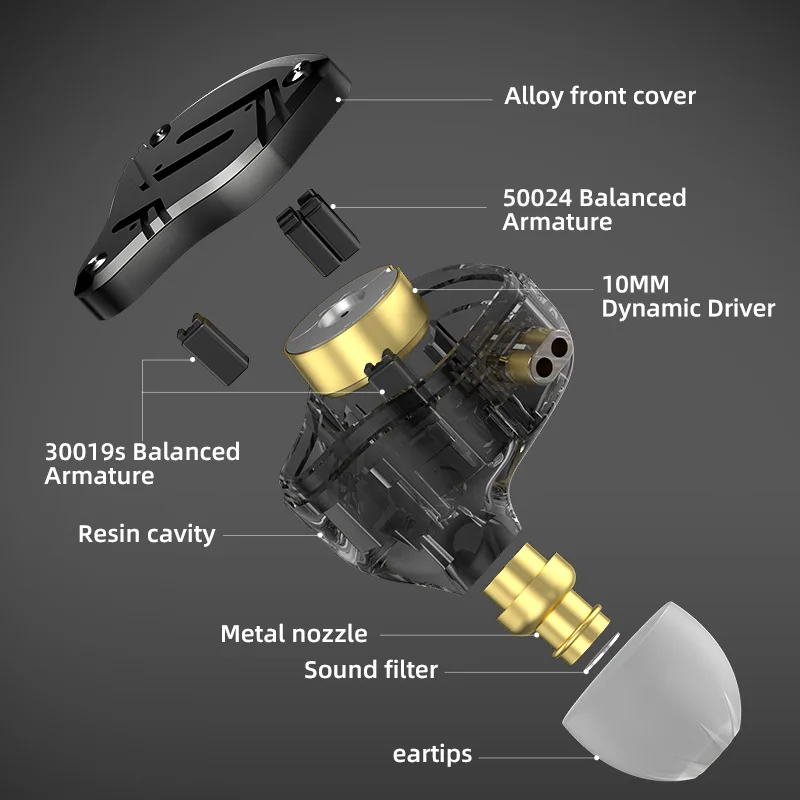KZ ZS10  X ݼ  , ̾  ̾ , ̺긮  4BA + 1DD  ̽ и ̾