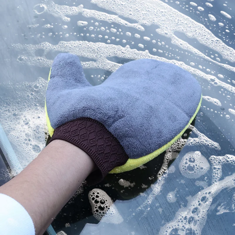 Car Cleaning Gloves Soft Microfiber Strong Water Absorption Car Body Washing Glove Window Glass Tire Detailing Dust Clean Tools