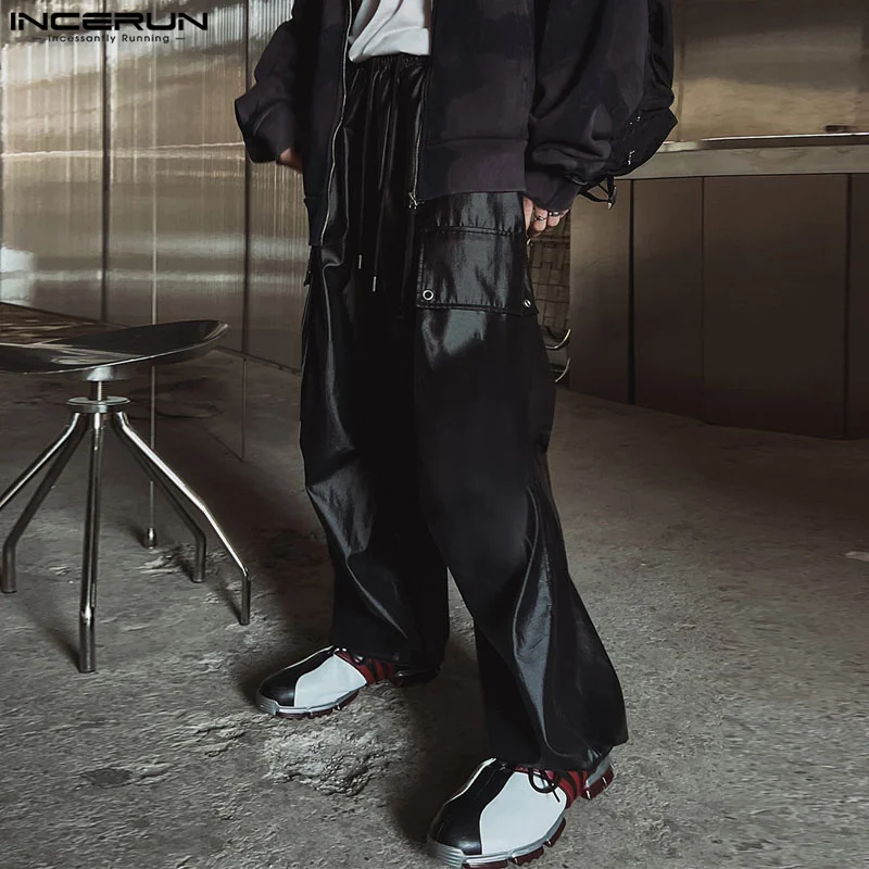 

INCERUN Men Pants Drawstring Loose Pockets Joggers Streetwear Casual Trousers Men 2023 Solid Korean Fashion Cargo Pants S-5XL