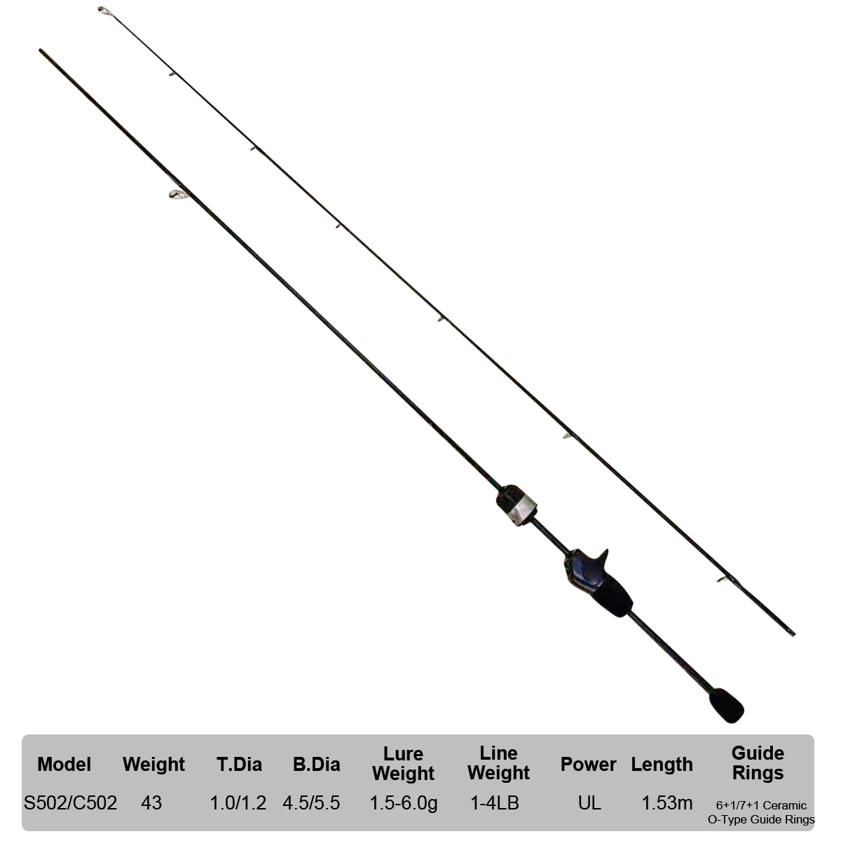 Seasir Zero 43g Fishing Rod BFS Ultralight Carbon Fiber 1.53M UL Lure Weight