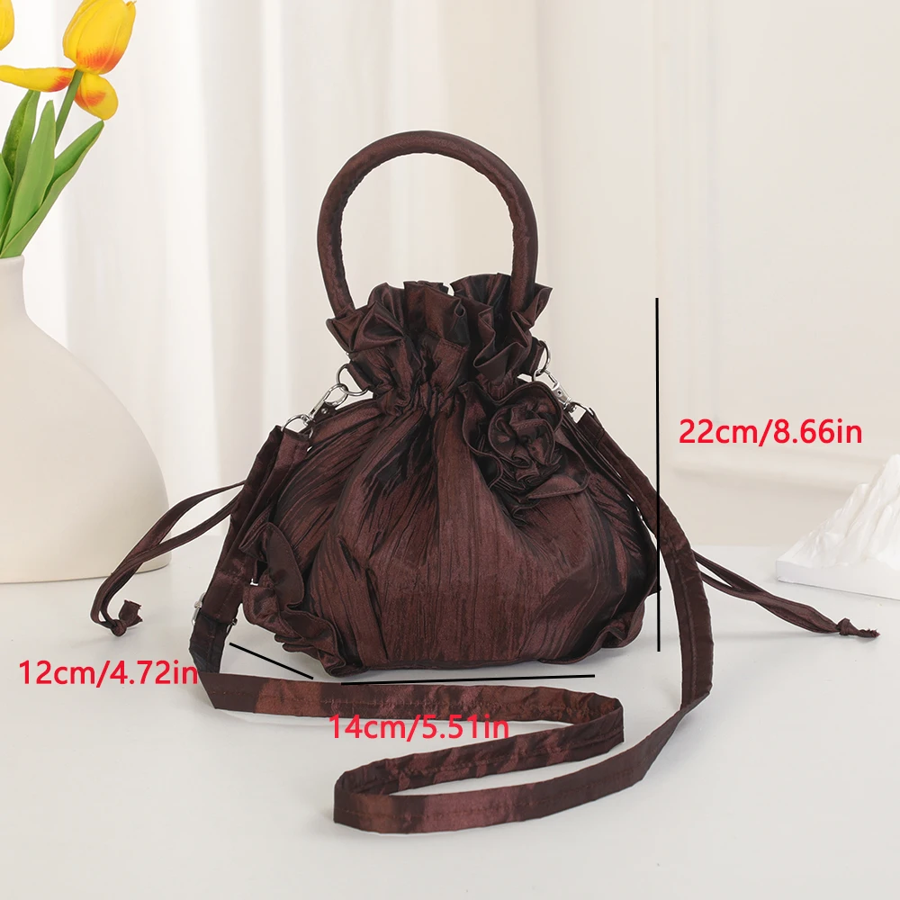 Neue minimalistische Beuteltasche im japanischen Stil mit Kordelzug für formelle Abendessen, Damen-Umhängetasche, einfarbige Damentasche – Detail 2