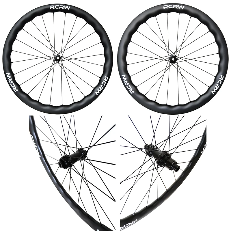700C SL 36T Ratchet Wave carbon Wheelset 3540/4045/4550mm deep 31mm wide Rim center lock 24Hole Hub Flat Spokes Gravel wheelset 2