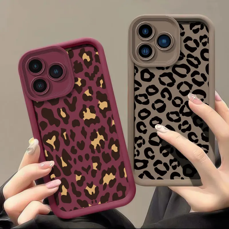 Leopard Print Shockproof Silicone Phone Case with Soft Bumper