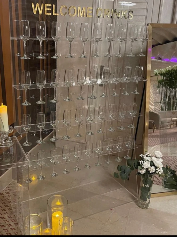 40 Cup Holder Wedding Celebration Party Acrylic Champagne Wall Storage Shelf Wine Drinks Stand Drinking Cup Sparkling Wine Rack
