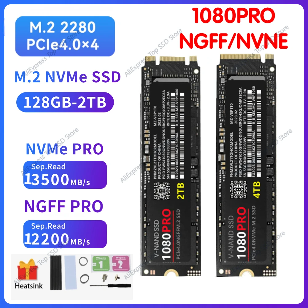 

1080PRO M2 NVMe SSD 512GB PRO 1TB SSD 2TB 4TB 8TB Hard Drive Disk PCIE4.0 M.2 Internal Solid State Drive for Desktop Laptop PC