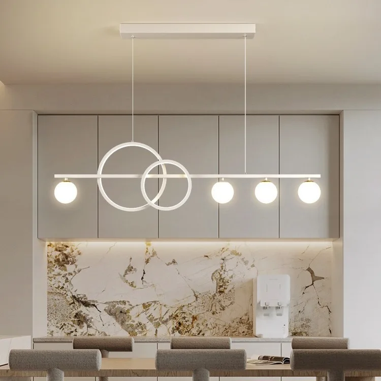 Modern Light Luxury LED Chandelier Glass Lampshade Line Chandelier Living Room Dining Room Home Decoration Lighting Lamps