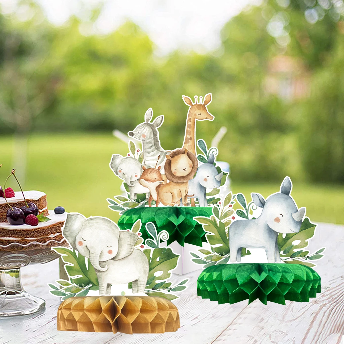 Jungle Animal Party Decorations Paper Honeycomb Happy Birthday Party Supplies Kids Woodland Safari Birthday Baby Shower