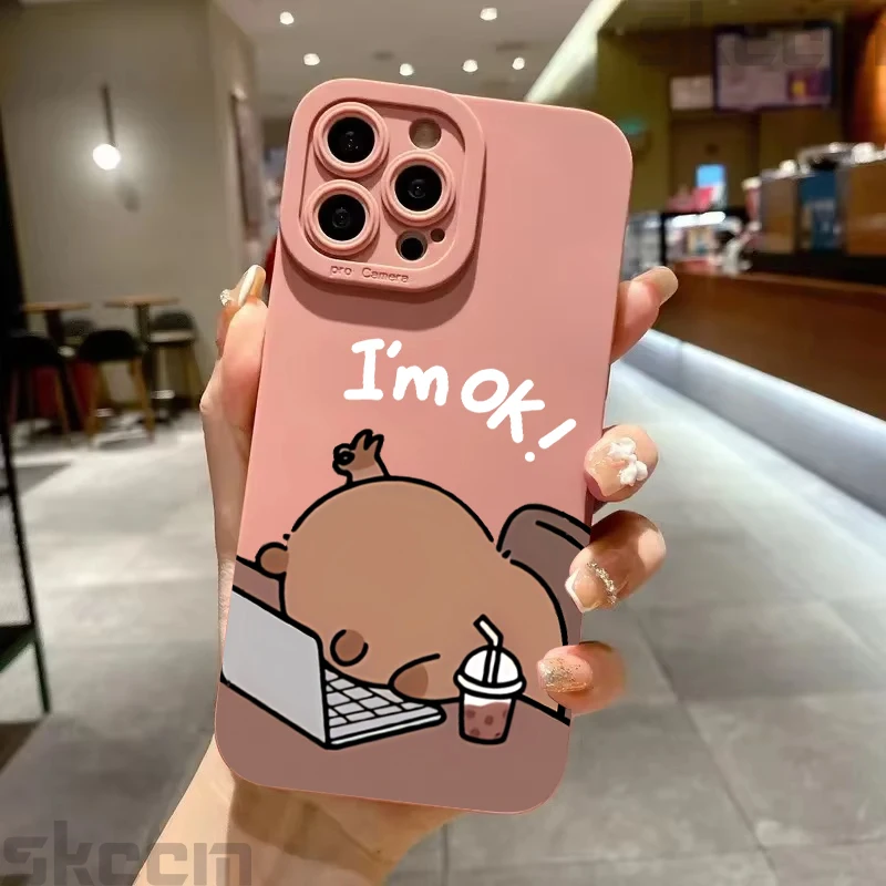 Cartoon Capybara Print Shockproof Phone Case