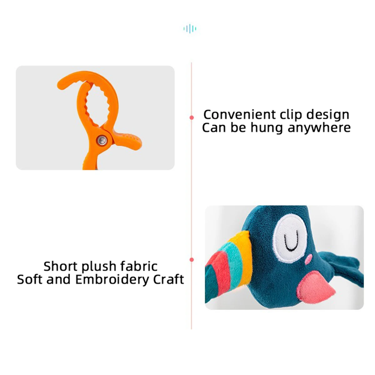 Baby Color Plush Umbrella Wind Chime Baby Bed Bell Visual Inspiration Baby stroller pendant Wind Chime Comfort Toy