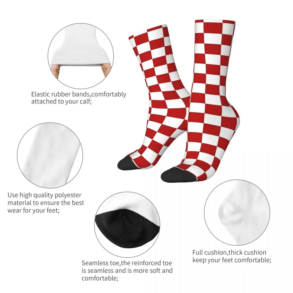 Red And White Check Adult Socks,Unisex socks,men Socks women Socks