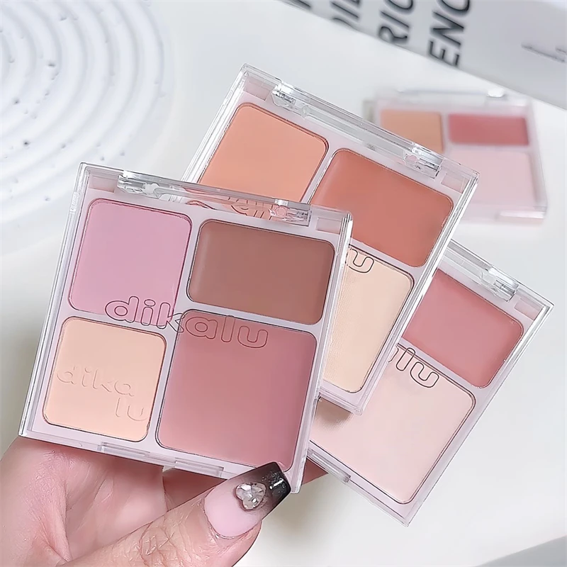 Description Picture 4 of itemPeach Milk Pink Cream Matte Blush Palette Cheek Tint Powder Facial Beauty Cosmetic 4 Color Blusher Rouge Contouring Orange Blush