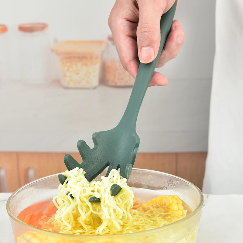 1Pc Green Food Grade Silicone Kitchen Cookware Utensils Non-Stick Spatula Shovel Soup Spoon Colander Practical Cooking Tool