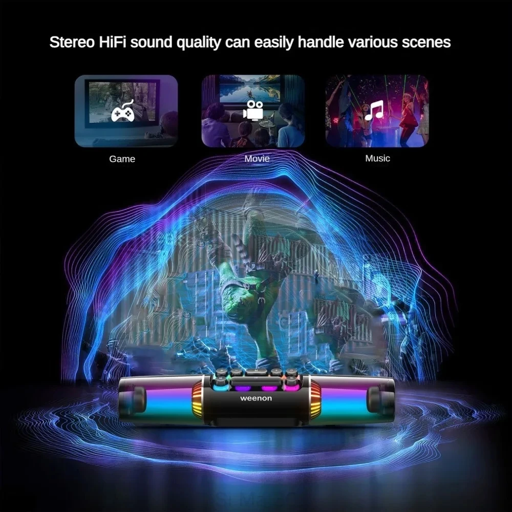 Gaming Bluetooth Speaker RGB Computer Soundbar 3D Surround Wireless Column Subwoofer Music Center Audio Laptop PC TV 4000mAh