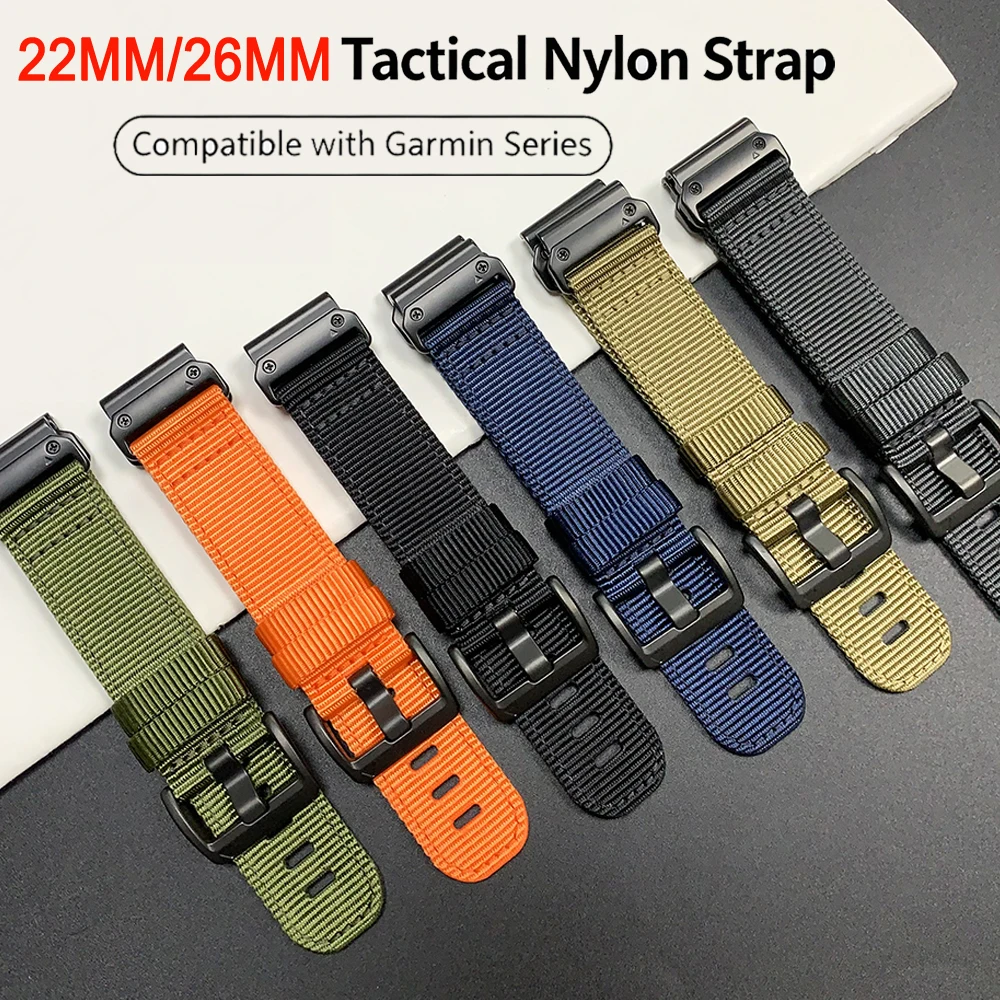 Wear-Resistant Nylon QuickFit Woven Strap, 26-22mm Adjustable Band Bracelet