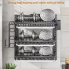 Wall-Mounted Kitchen Dish Rack Multifunctional Kitchen Organizer with Drainboard Cutlery Storage Holder Dinnerware Drainer 4