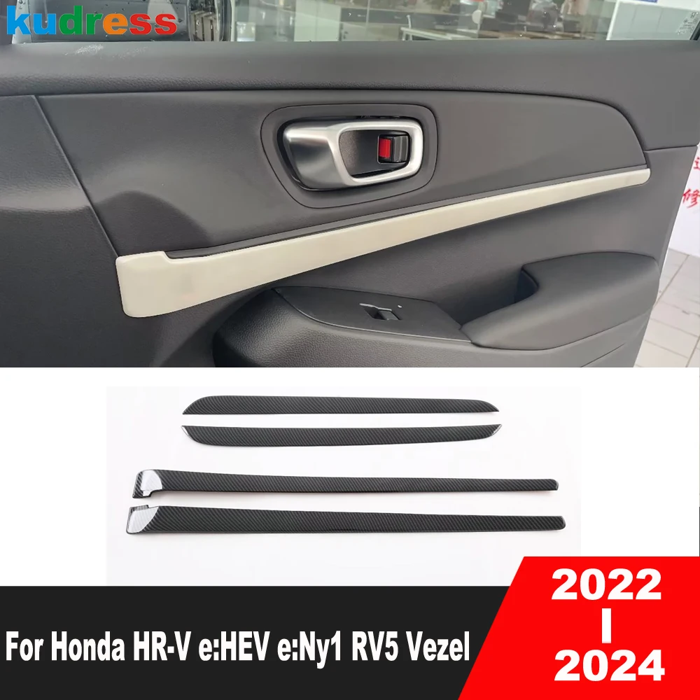 

Car Inside Inner Door Panel Cover Trim For Honda HR-V e:HEV e:Ny1 RV5 Vezel 2022 2023 2024 Carbon Fiber Interior Accessories