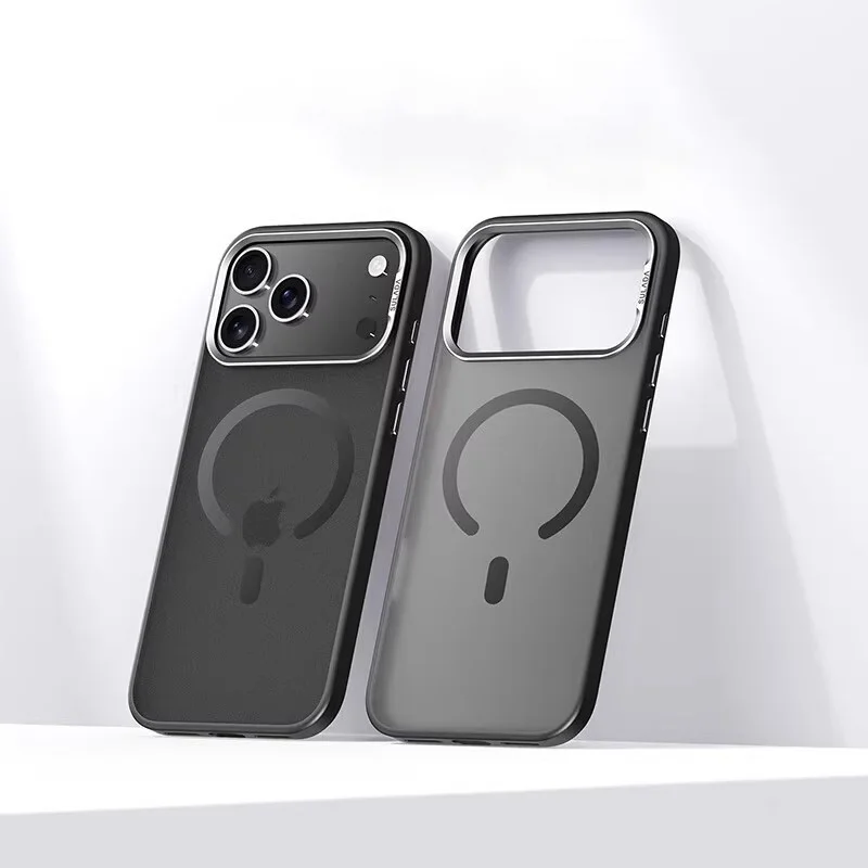 Deluxe Matte Hybrid Magnetic Phone Case with Alloy Lens Frame and Shockproof Design