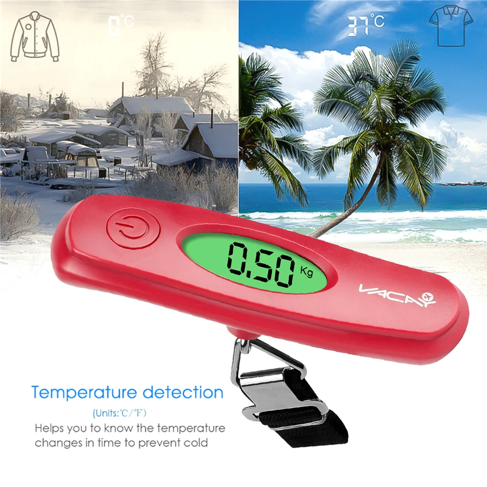 Digital Luggage Scale with Temperature Dsiplay - Red