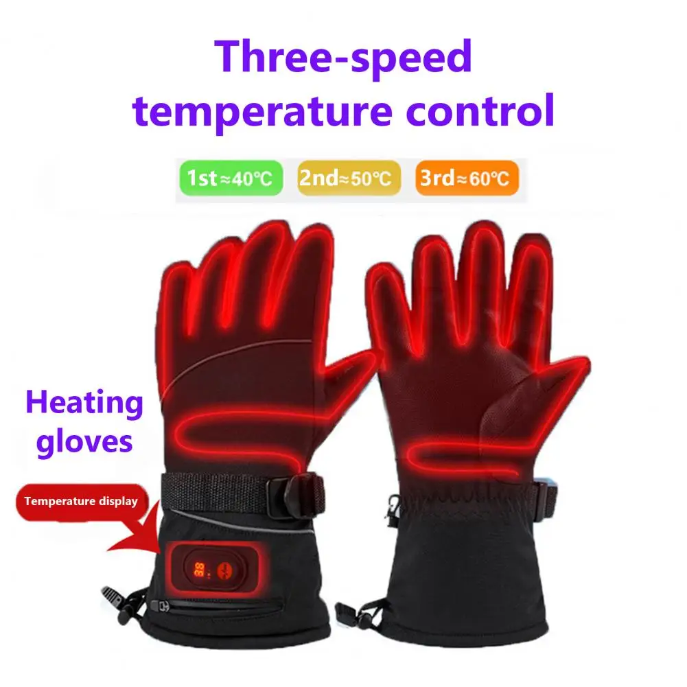 

1 Pair Heated Gloves Motorcycle Waterproof Battery-Powered Adjustable Temperature Winter Warm Touchscreen Heating Thermal Gloves