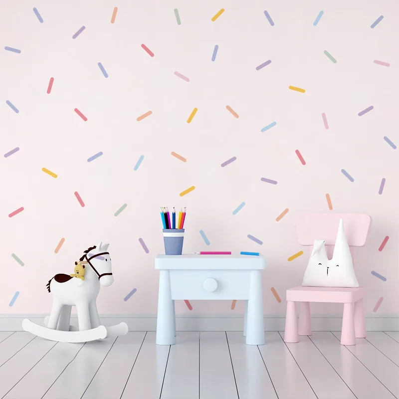 Scandinavian Style Colorful Confetti Stripe Sticker Self-Adhesive Wall Decals for Charming Kids' Room Kindergarten Nursery Decor luminous wall stickers wall stickers vinyl decal stickers